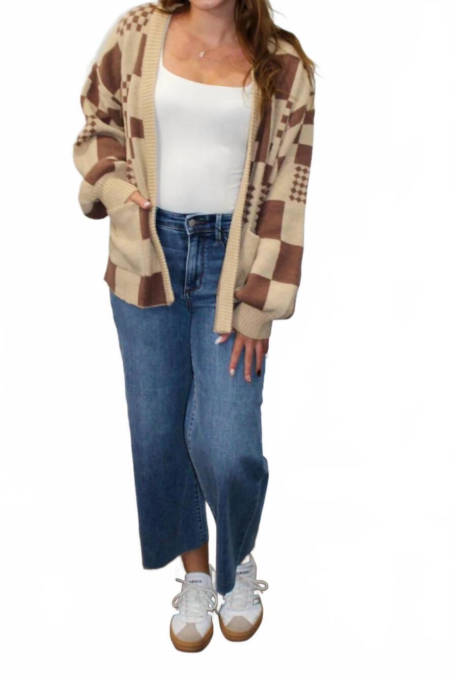 NEW SO ME loretta open front cardigan in mocha, oatmeal